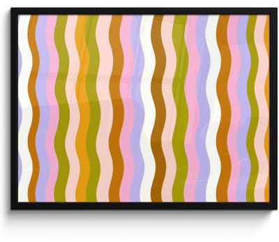 Poster in lijst - Fotolijst 80x60 cm - Posters - lijnen - Golven - Pastelkleuren - Patroon - Posterlijst zwart - Decoratie - Wanddecoratie woonkamer - Muurdecoratie slaapkamer