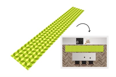 Keukenloper - Loper keuken - Patroon - Groen - Blokken - 300x50 cm - Keukenloper vinyl