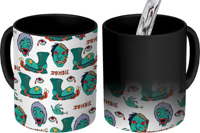 Magische Mok - Foto op Warmte Mokken - Koffiemok - Tiener - Zombie - Schoenen - Patronen - Magic Mok - Beker - 350 ML - Theemok