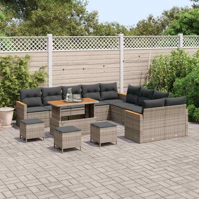 vidaXL - Tuinbank - Set - 14 - st - Grijs - poly - rattan