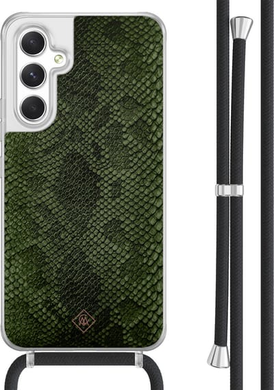 Casimoda® hoesje met koord - Geschikt voor Samsung A54 - Snake Mix - Afneembaar koord - TPU/acryl - Groen