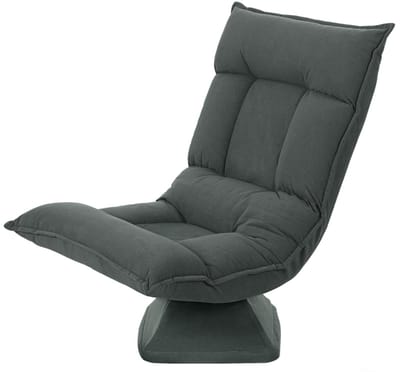 360° Draaibare Bodensstoel, Donkergrijs, 70x62x95 cm, 5-voudig Verstelbare Rugleuning, Gevoerde Klapbare Loungestoel met PP-Katoenvulling, Meditatie- en Gamingstoel voor Woonkamer en Lezen, Lichtgewicht en Ruimtebesparend Ontwerp