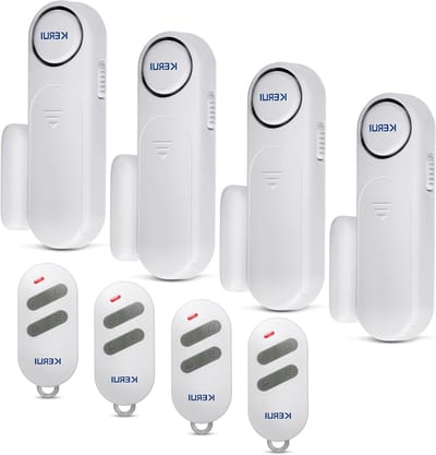 SnelShoppen - Window Alarm met 4 Afstandsbedieningen, Draadloos Beveiligingssysteem voor Deur en Raam, Magnetische Sensor, 120 dB Geluid, 3 Modi, Inbr