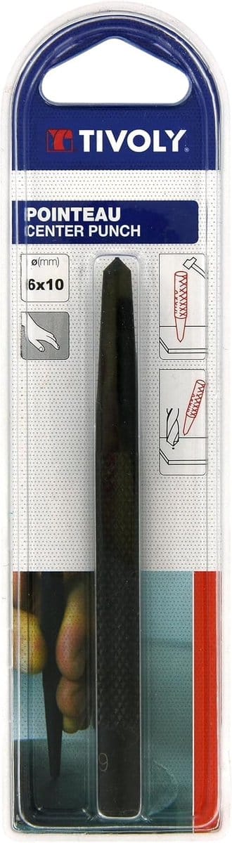 Pons Gereedschap - Metaalponser Centerpon - Markeren Metaal - Gekerfde Punt - 10 mm Diameter - Zwart