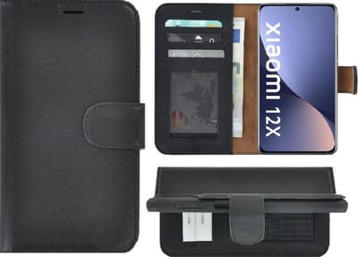 MoDo hoesje Geschikt voor Xiaomi 12 Pro - Leer Book Case - Zwart