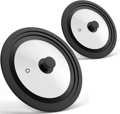 Universeel Pan Deksel - Glazen Deksel Pot - Koken en Bakken - Hittebestendig Siliconen Rand - 18-30 cm - Zwart