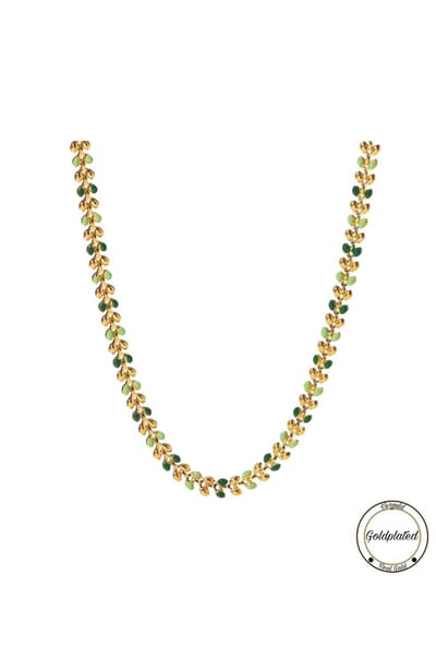 Soraro Olijf Ketting | Ketting Bloeien | Soraro Dames Ketting | Elegante Kettingen | Dames Ketting | Vrouwen Sieraden | Groen & Goudkleurig