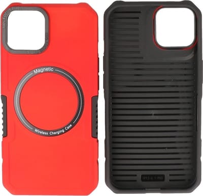 Hoesje Geschikt voor de iPhone 15 - Schokbestendige Telefoonhoesje Geschikt voor MagSafe - Rood