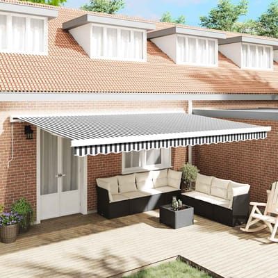 vidaXL - Luifel - uittrekbaar - 5x3 - m - stof - en - aluminium - antraciet - en - wit