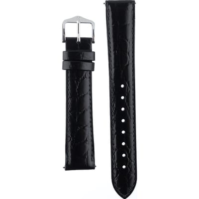 Hirsh Horlogeband -  Crocograin Zwart - Leer - 18mm