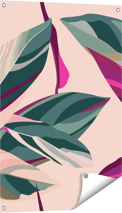 Gards Tuinposter Bloem Bladeren - Bloemen - Abstract - 60x90 cm - Tuindoek - Tuindecoratie - Wanddecoratie buiten - Tuinschilderij