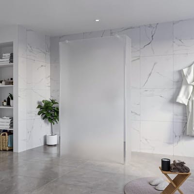 FugaFlow Eccelente Vetro Vrijstaande inloopdouche badkamer - 120x200cm - Glas mat - antikalk - 8mm veiligheidsglas - 2 zijwanden 40cm - met wandarmen en hoekprofielen - Chroom -