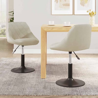 vidaXL Eetkamerstoelen draaibaar 2 st fluweel crèmekleurig