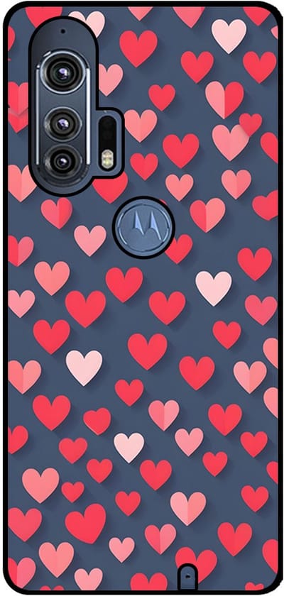 Smartphonica Telefoonhoesje Geschikt voor Motorola Edge Plus met Roze en Rode Hartjes Opdruk - TPU Backcover Case With Rosé and Red Heart Design geschikt voor Motorola Edge Plus