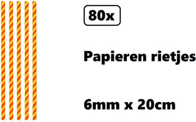 80x Papieren rietjes landen rood/geel - 100% biologisch afbreekbaar - Spanje - Thema party feest festival uitdeel rietje drinken