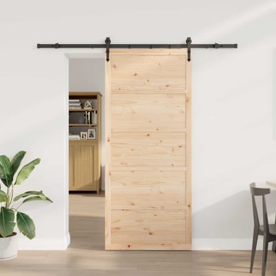 vidaXL - Schuifdeur - 100 - x - 208 - cm - Massief - grenenhout - Naturel
