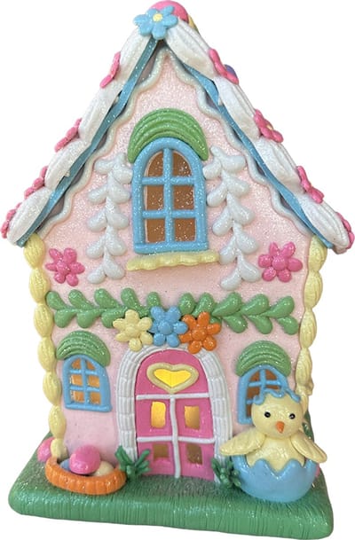 Viv! Christmas Paasdecoratie - Gingerbread Huis met Kuiken incl. LED Verlichting - pasen - 20cm