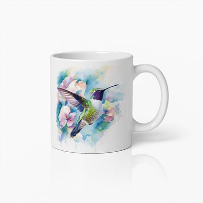 Waterverf Kolibrie Mok – Kleurrijke Bloemen Koffiebeker voor Vogelliefhebbers
