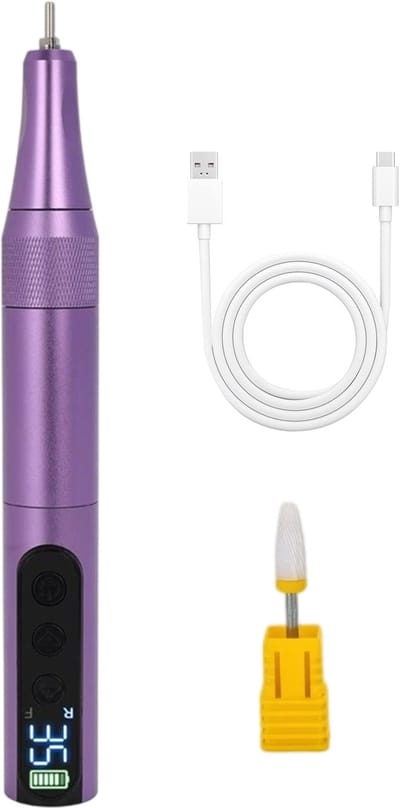 Peysaitr – Nagelboor - Elektrische nagelboor - Draadloos opladen - LCD-scherm - Nail Art-set - Draagbare elektrische nagelboor - Paars