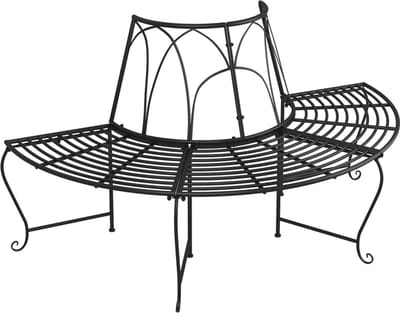 Halfronde Boombank - Zitbank Buiten - Ontspannen in Tuin - Stevig Staal Frame - 159 cm Diameter - Zwart