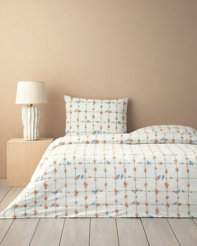 English Home Dekbedovertrekset - Mystery Birds - 100% Katoen - King Size - 2 Kussenslopen -240 x 220 cm - Beige/Kleurrijk