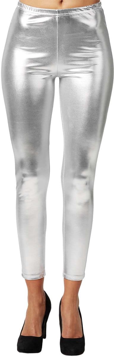 dressforfun - Metallic legging zilver M - verkleedkleding kostuum halloween verkleden feestkleding carnavalskleding carnaval feestkledij partykleding - 303598