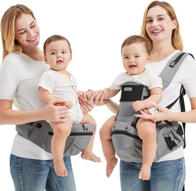 Babydrager Heupzit - Draagzak Kinderzitje - Actieve Baby's - Afneembaar Handsfree - Tot 20 kg - Grijs