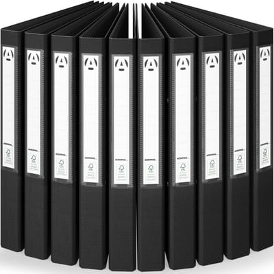 ACROPAQ - 10 x Ringmap A4 2 ringen - Capaciteit 200 vellen - Ringband / Ordner / Ringmappen / Zwart- Ringmapjes, Ordners 2-rings