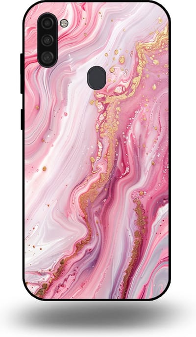 Smartphonica Telefoonhoesje geschikt voor Samsung Galaxy A11 met marmer opdruk - TPU backcover case marble design - Roze geschikt voor Samsung Galaxy A11