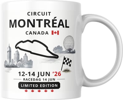 Hip met Pit Creaties - F1 Mok Montreal 2026 - Formule 1 Circuit Mok - Grand Prix Montreal 22-24 MEI '26 - Racedag 24 MEI - F1 Cadeau - Limited Edition Racefan Merchandise