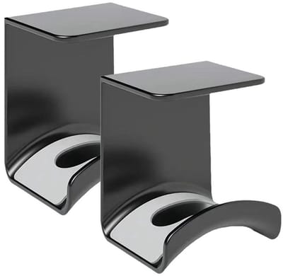 2 hoofdtelefoonhouders - met sterke tape - praktisch en van hoge kwaliteit - wandmontage voor gaming-hoofdtelefoons en oordopjes - zwart - stijl A