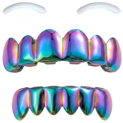 Dailygoods- Tandengrills 18K - Decoratie voor Mondbretels - Siliconen Mouldings - Muziek Festival - Hip Hop/Rapper - Kleurverloop 4,8 x 3,8 cm - Tanden Grill