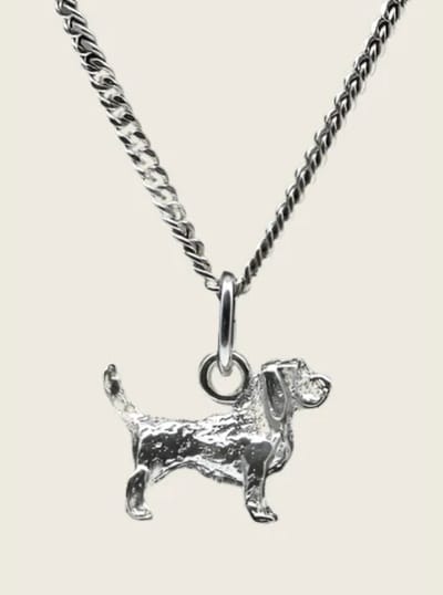 Zilveren Basset griffon vendeen petit ketting hanger - klein