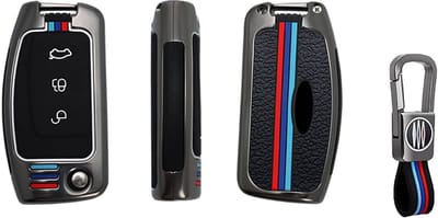 Autosleutel Hoesje geschikt voor Ford - Sleutelcover - Metalen Sleutelhoes - Accessoires - grijs