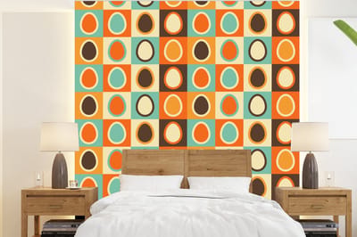 Behang - Fotobehang Retro - Patronen - Ei - Breedte 220 cm x hoogte 240 cm