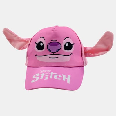 Disney Stitch/Angel Kinderpet – 3D Oren – Roze – Maat 52 cm – UV Protectie 30+ – Zomer Pet Kinderen