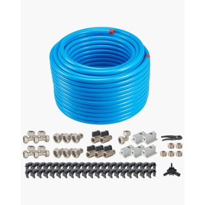 VEVOR Luchtcompressor Leidingkit, 60,96 m x 19,05 mm, HDPE Aluminium Persluchtleidingsysteem, Lekvrij en Eenvoudig te Installeren, Persluchtleiding Slangkit voor Garage Werkplaatsen, Blauw