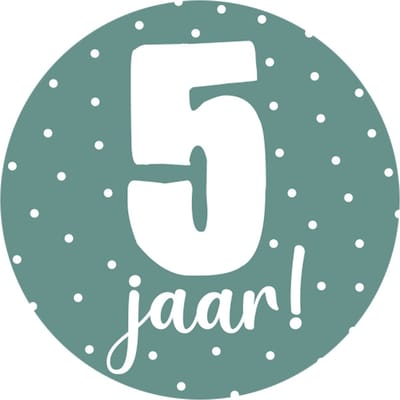Sticker 5 jaar groen - traktatie sticker verjaardag - kleuter kind - kinderfeestje - 20 stuks