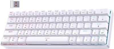 StayPowered Draadloze Gaming Toetsenbord - Compact en Mechanisch voor Ultieme Prestaties - Red Switches - Drie Verbindingsmethoden - 90 Uur Batterij - Dynamische LED Verlichting - 63 Toetsen - Wit - Levering Sneller dan Aangegeven!