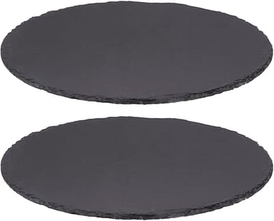Secret de Gourmet Serveerplankje voor hapjes/fingerfood - 2x - Dia 32 cm - Leisteen - borrelplank - tapasplank - kaasplank