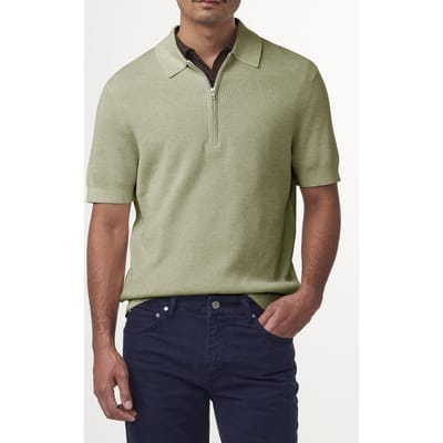 NN.07 Hansie Ss Zip 6600 Knit Sage Green Size: S | Polo Shirts Outlet | Heren | Groen
