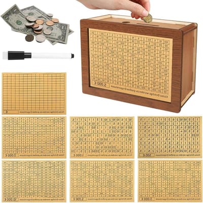Houten gelddoos met teller - Retro varkenbank spaardoos met cijfercontrole - Geld besparen doos voor volwassenen - Geluksdoos takebo gelddoos - Spaardoos voor Sparchallenge - Huangsanye
