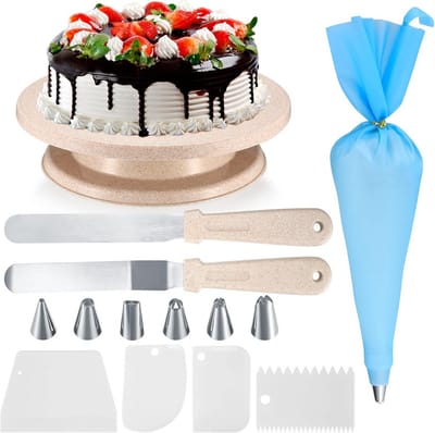 Draaibare Taartstandaard met Decoratie Accessoires - Taartdecoratieset