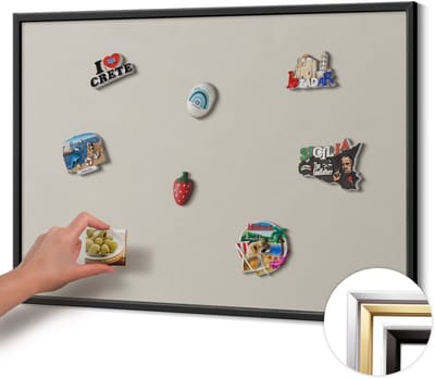 Wallfluent - Romig Magnetisch Bord in Verschillende Kleuren - 100 cm x 70 cm - Magneetbord met Zwarte Frame - Crèmekleur - Memobord voor Keuken - Magnetisch Bord Kindvriendelijk - Magnetisch Wandbord