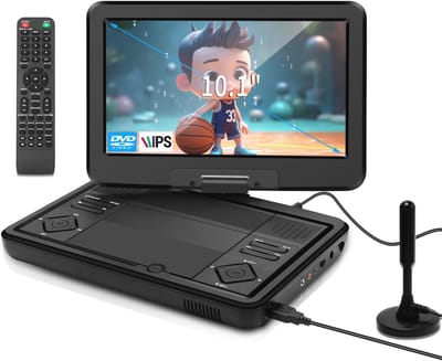 Draagbare DVD-speler met 10,1 inch DVB-T2 TV, Oplaadbare Batterij en Meerdere Verbindingsopties