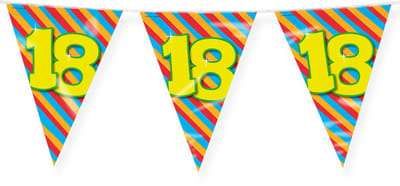 LUQ – Vlaggenlijn Happy Party 18 Jaar – Veelkleurig – 10 m Luxe Verjaardag Feest Versiering – Slinger – Direct Ophangen
