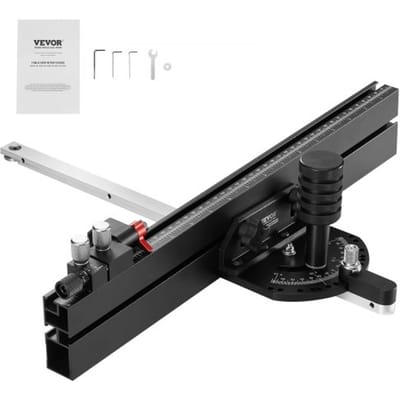 VEVOR Precisie verstekmeter, standaard gleuf 3/4'' x 3/8'', aluminium tafelzaag verstekmeter met 18 inch rooster 15 hoekaanslagen Verstelbare veerbelaste plunjer en verwijderbare schijf, voor houtbewerking