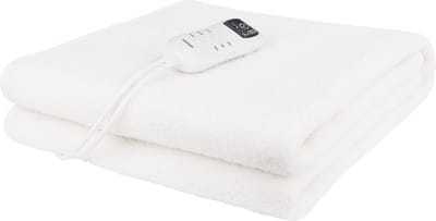 Blokker Elektrische Onderdeken - 60W - 160x80cm - 4 temperatuur instellingen - Automatische uitschakeling - Onafhankelijke lichaamszones - Digitaal display - Timer - Wasmachine reinigbaar - 2.15m snoer - Synthetisch wol & polyester - EBL-132326.1 Wit