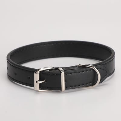 Lederen hondenhalsband verstelbaar – Metalen gesp voor kleine middelgrote en grote honden, zwart S-maat 1,0cm breed 30cm lang, halsomvang 20-28cm