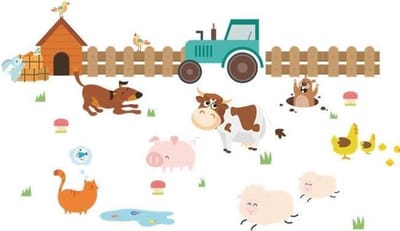 MUURSTICKER - Boer - Boerderij - Dieren - KINDERKAMER - BABYKAMER - JONGEN - MEISJE - TRACTOR TH Commerce - nr 380